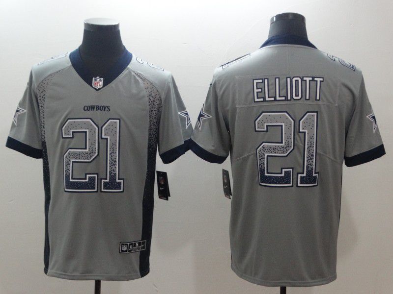 Men Dallas cowboys 21 Elliott Grey Drift Fashion Blue New Nike Limited NFL Jerseys
